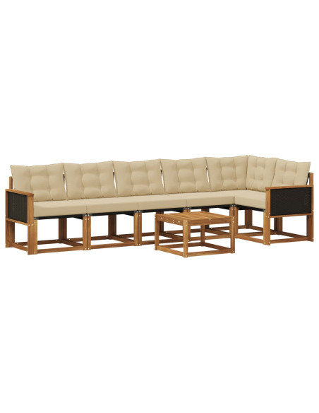 Set di divani da esterno con cuscino 7 pcs Naturale e Beige