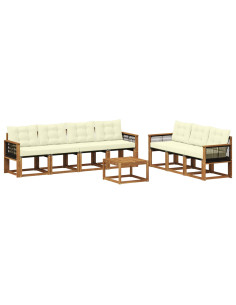 Set di divani da esterno con cuscino 8 pcs Naturale e Crema