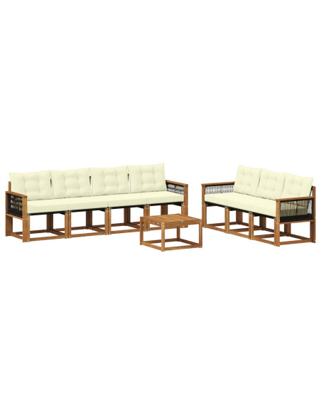 Set di divani da esterno con cuscino 8 pcs Naturale e Crema
