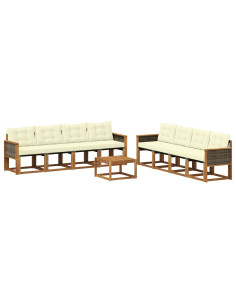 Set di divani da esterno con cuscino 9 pcs Naturale e Crema