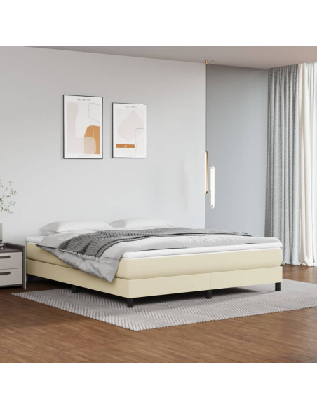 Giroletto a Molle con Materasso Crema 160x200 cm in Similpelle