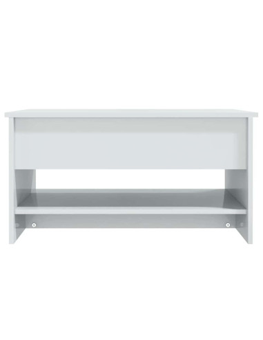 Tavolino da Salotto Bianco Lucido 80x50x40 cm Legno Multistrato