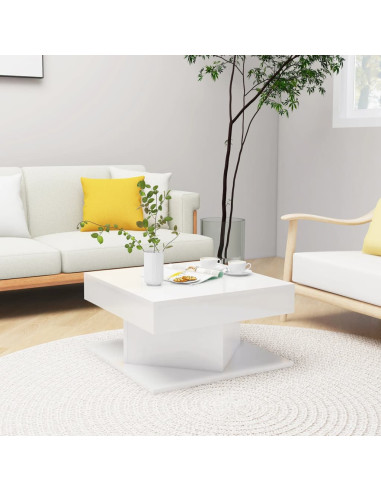 Tavolino da Salotto Bianco Lucido 57x57x30 cm Legno Multistrato