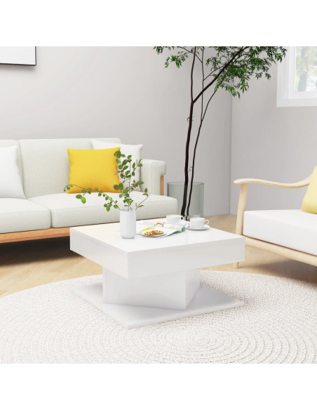 Tavolino da Salotto Bianco Lucido 57x57x30 cm Legno Multistrato