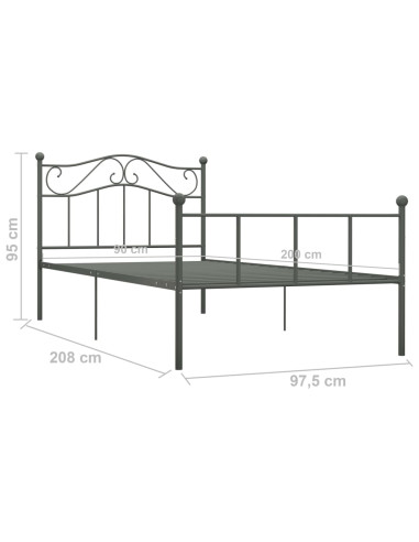 Giroletto Grigio in Metallo 90x200 cm