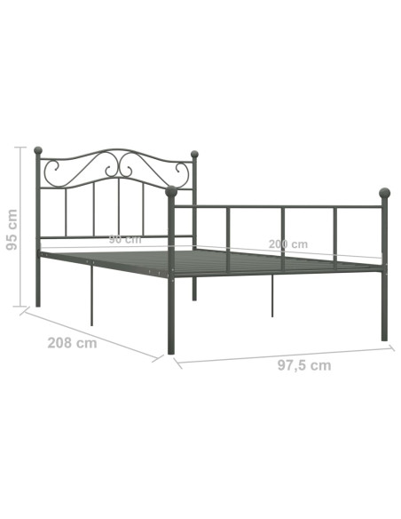 Giroletto Grigio in Metallo 90x200 cm