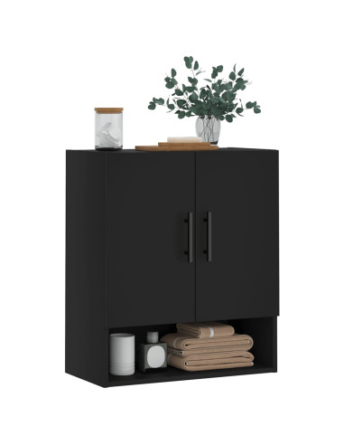 Armadietto a Muro Nero 60x31x70 cm in Legno Multistrato