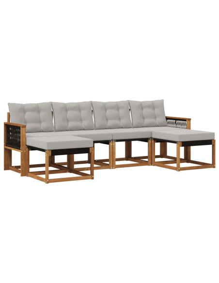 Set di divani da esterno 6 pcs Naturale e Grigio Chiaro