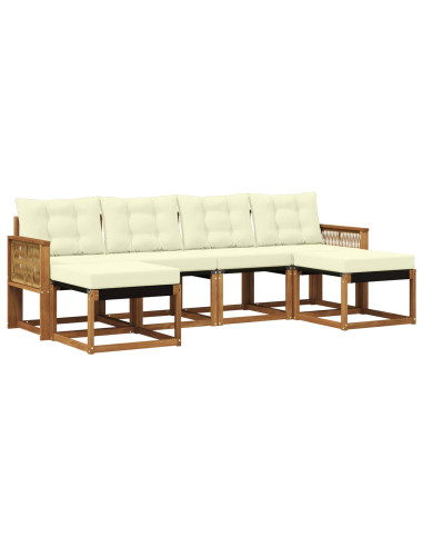Set di divani da esterno con cuscino 6 pcs Naturale e Crema