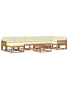 Set di divani da esterno con cuscino 8 pcs Naturale e Crema