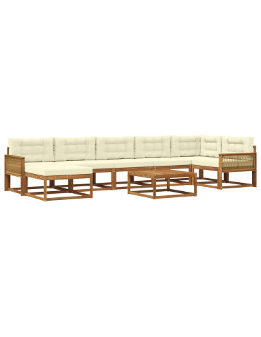 Set di divani da esterno con cuscino 8 pcs Naturale e Crema
