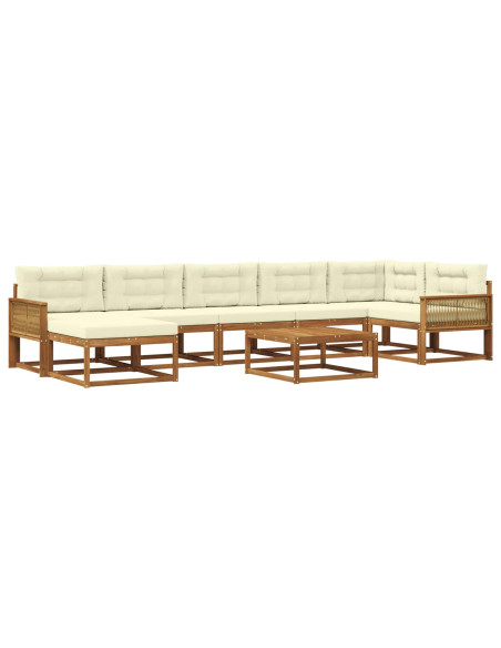 Set di divani da esterno con cuscino 8 pcs Naturale e Crema
