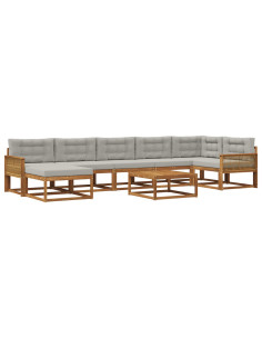Set di divani da esterno 8 pcs Naturale e Grigio Chiaro