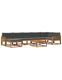 Set di divani da esterno con cuscino 8 pcs Naturale e Antracite