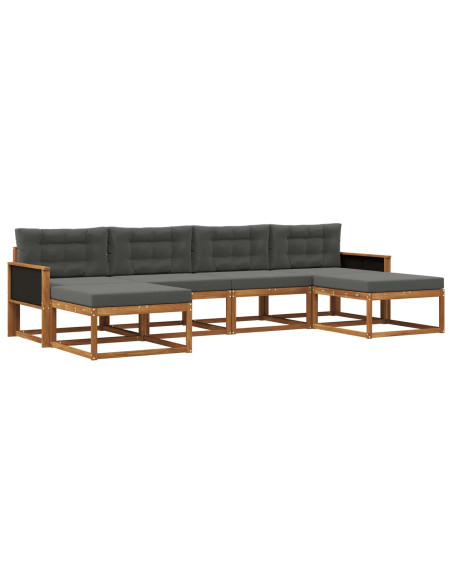 Set di divani da esterno con cuscino 6 pcs Naturale e Antracite