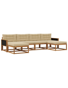 Set di divani da esterno con cuscino 6 pcs Naturale e Beige