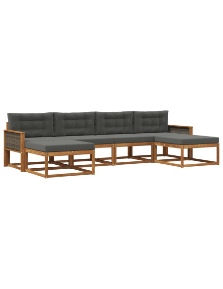 Set di divani da esterno con cuscino 6 pcs Naturale e Antracite