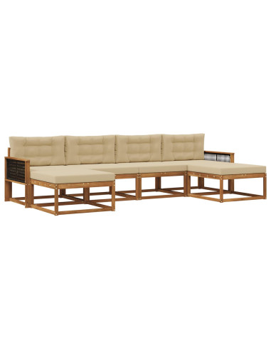 Set di divani da esterno con cuscino 6 pcs Naturale e Beige