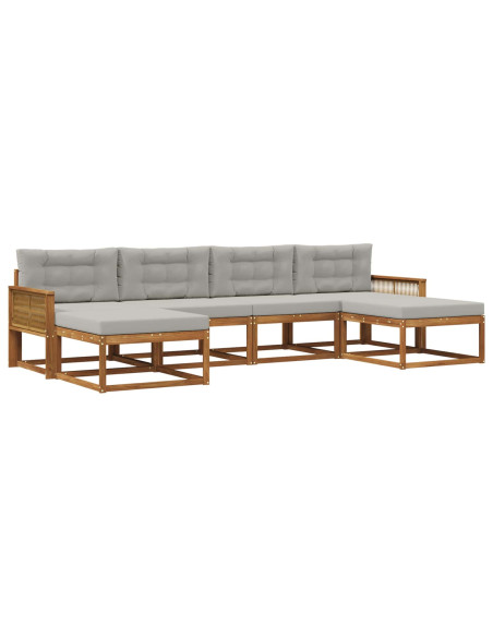 Set di divani da esterno 6 pcs Naturale e Grigio Chiaro