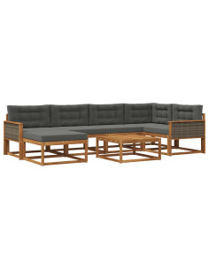 Set di divani da esterno con cuscino 7 pcs Naturale e Antracite