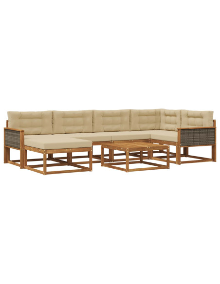 Set di divani da esterno con cuscino 7 pcs Naturale e Beige