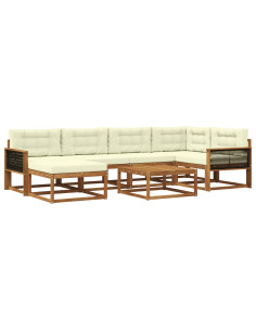 Set di divani da esterno con cuscino 7 pcs Naturale e Crema
