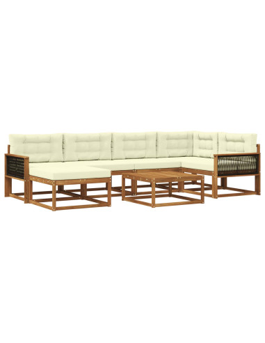 Set di divani da esterno con cuscino 7 pcs Naturale e Crema