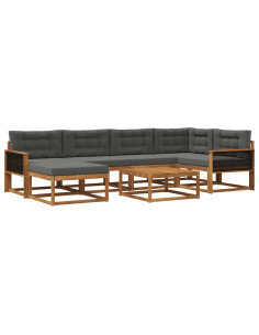 Set di divani da esterno con cuscino 7 pcs Naturale e Antracite