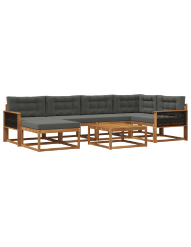 Set di divani da esterno con cuscino 7 pcs Naturale e Antracite