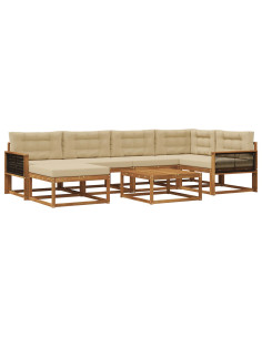 Set di divani da esterno con cuscino 7 pcs Naturale e Beige