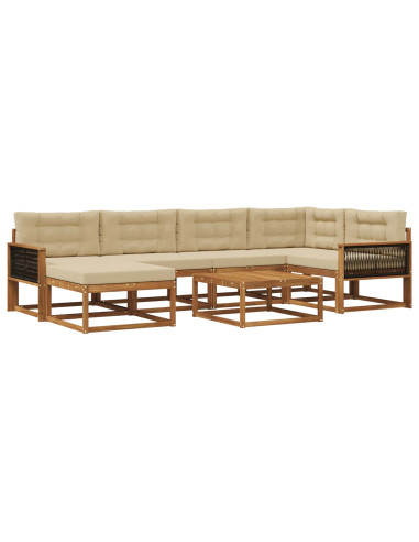 Set di divani da esterno con cuscino 7 pcs Naturale e Beige