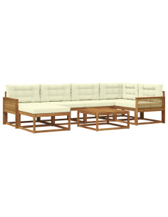 Set di divani da esterno con cuscino 7 pcs Naturale e Crema