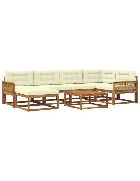 Set di divani da esterno con cuscino 7 pcs Naturale e Crema