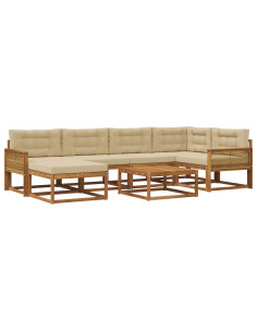 Set di divani da esterno con cuscino 7 pcs Naturale e Beige