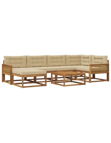 Set di divani da esterno con cuscino 7 pcs Naturale e Beige