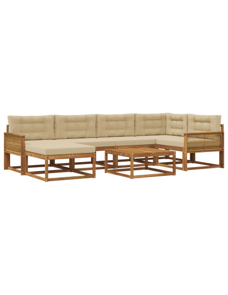 Set di divani da esterno con cuscino 7 pcs Naturale e Beige