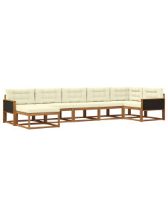 Set di divani da esterno con cuscino 7 pcs Naturale e Crema
