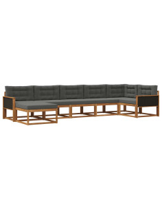 Set di divani da esterno con cuscino 7 pcs Naturale e Antracite