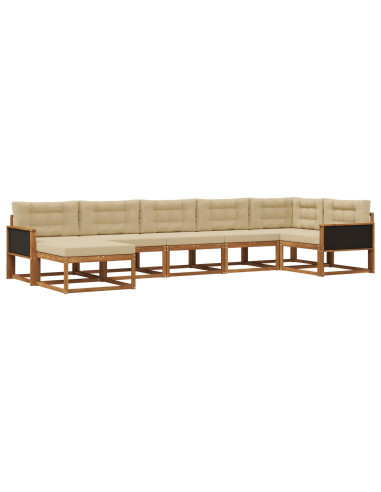 Set di divani da esterno con cuscino 7 pcs Naturale e Beige