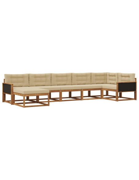 Set di divani da esterno con cuscino 7 pcs Naturale e Beige