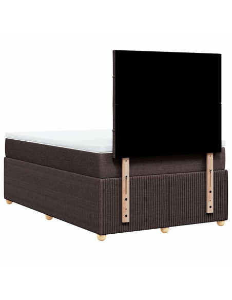 Giroletto a Molle con Materasso Marrone Scuro 120x200cm Tessuto
