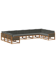 Set di divani da esterno 10 pcs Naturale e Antracite