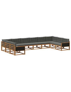 Set di divani da esterno 10 pcs Naturale e Antracite