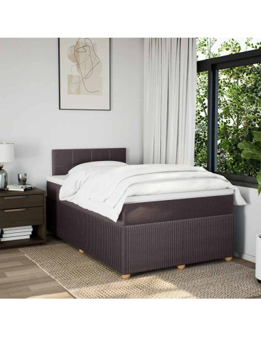Giroletto a Molle con Materasso Marrone Scuro 120x200cm Tessuto