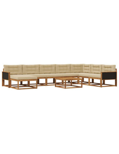 Set di divani da esterno con cuscino 9 pcs Naturale e Beige