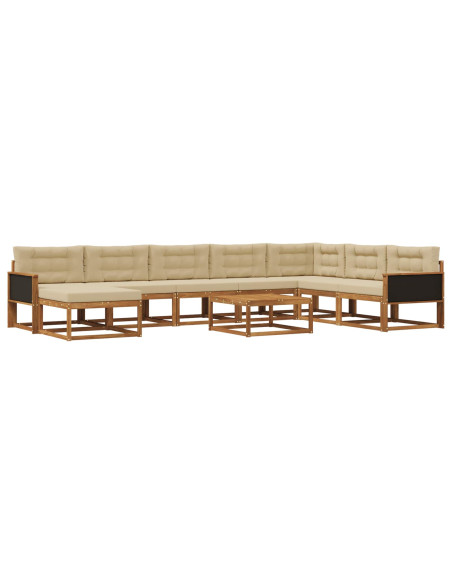 Set di divani da esterno con cuscino 9 pcs Naturale e Beige