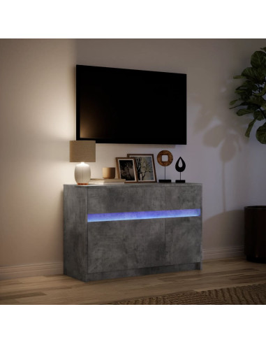 Mobile Porta TV con LED Grigio Cemento 91x34x61 cm Truciolato