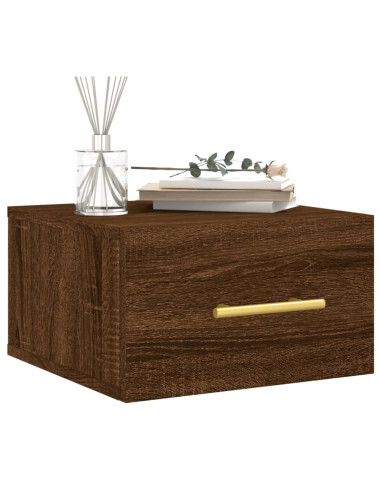 Comodino a Muro Rovere Marrone 35x35x20 cm