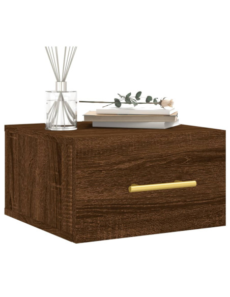 Comodino a Muro Rovere Marrone 35x35x20 cm