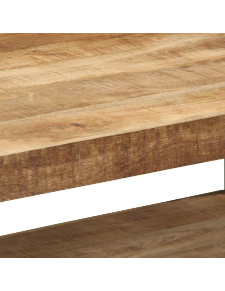 Tavolino da Salotto 90x50x38 cm Legno Massello di Mango Grezzo